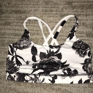 Black and White Flower Lululemon Sports Bra